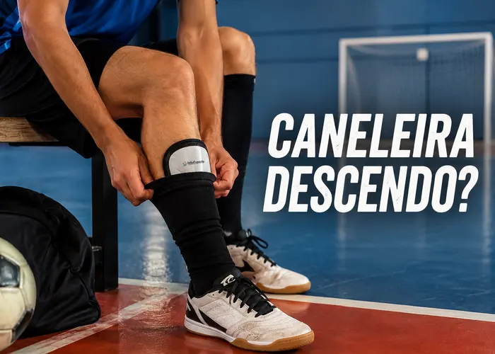Caneleira descendo durante o jogo e incomodando a perna