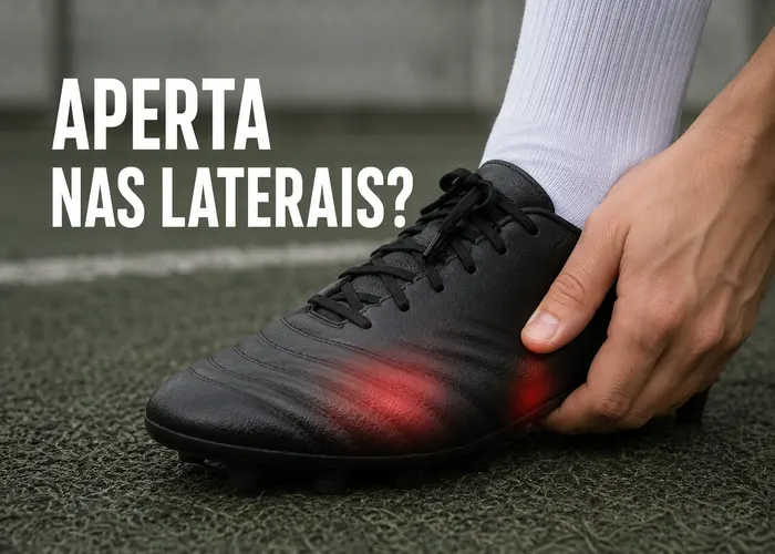 Chuteira apertando nas laterais mesmo sendo o número certo