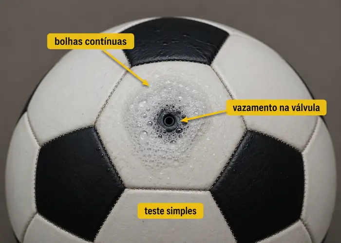Bomba de bola com mangueira e rosca vazando ar