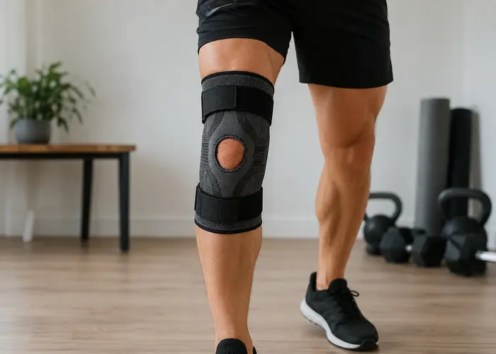 Ajuste correto da joelheira esportiva antes do treino