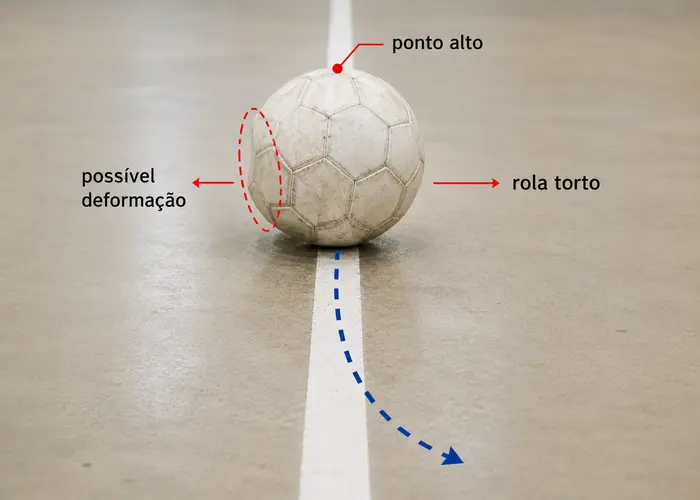 Teste de rolagem para identificar bola oval com quique irregular