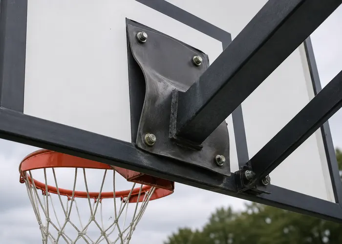 Chapa de fixação do aro de basquete dobrada
