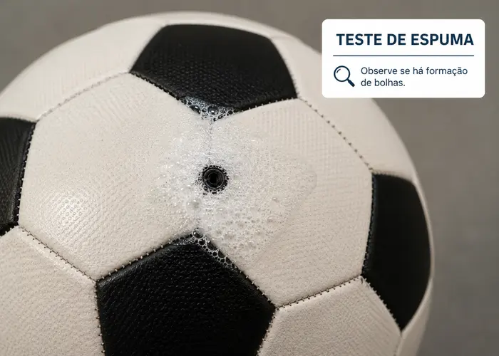 Teste de espuma na válvula da bola para verificar vazamento