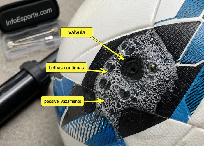 Teste com espuma na válvula da bola para identificar vazamento